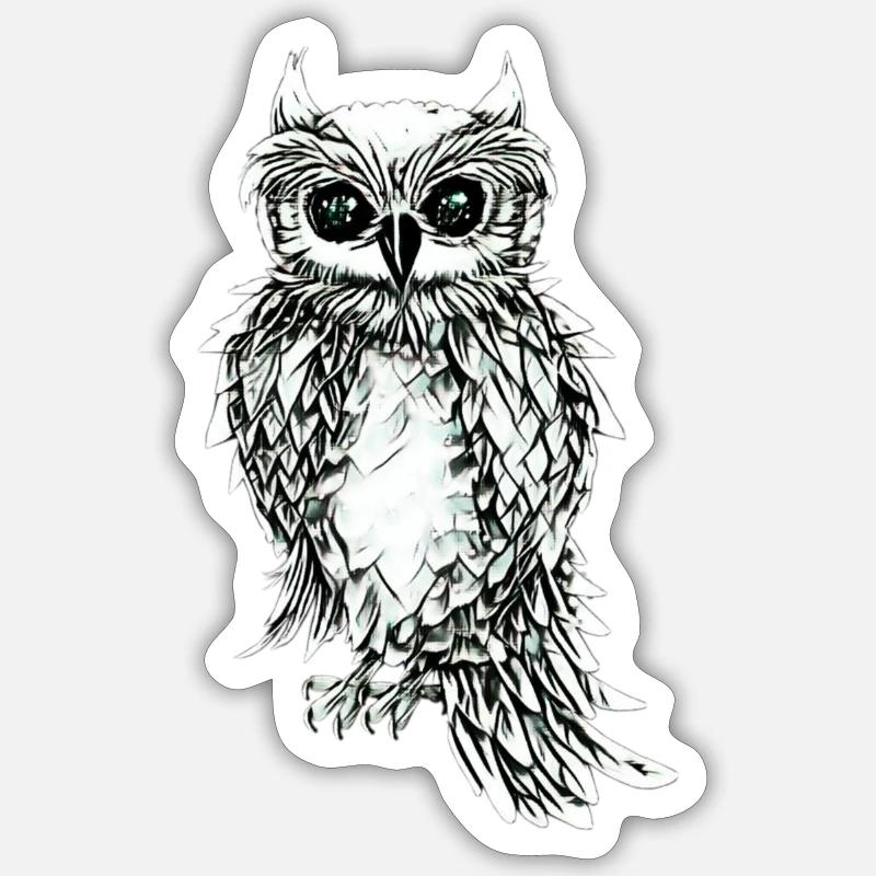Eule - Sticker Größe S (10 x 10 cm) - Mattweiß