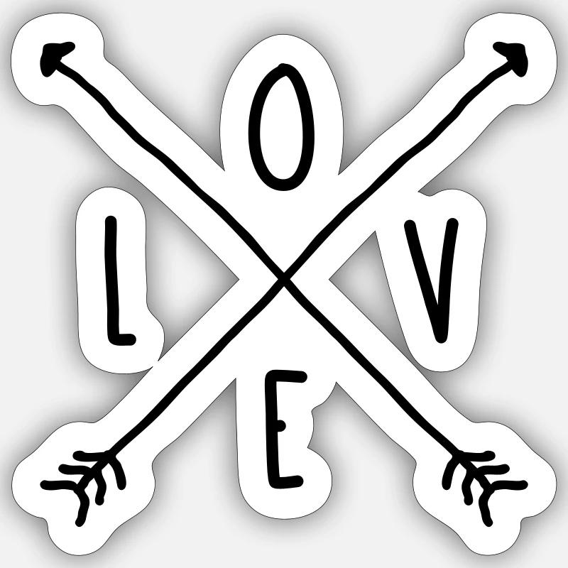 LOVE X ARROWS - Sticker size S (10 x 10 cm) - white matte
