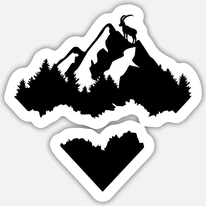Mountains, Forest and Ibex Triangle Sticker size S (10 x 10 cm)