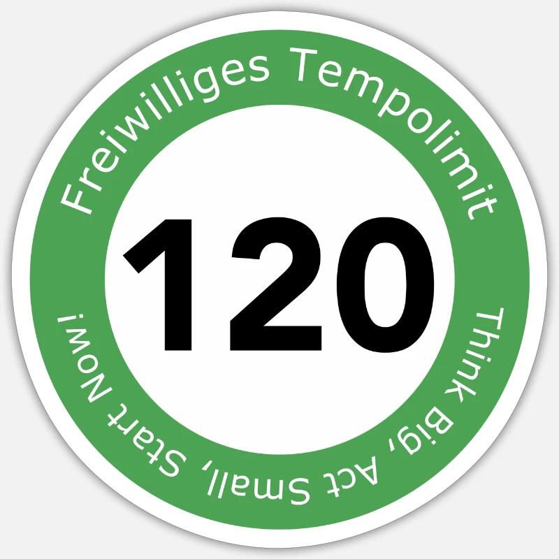 Freiwilliges Tempolimit - Sticker Größe S (10 x 10 cm) - Mattweiß