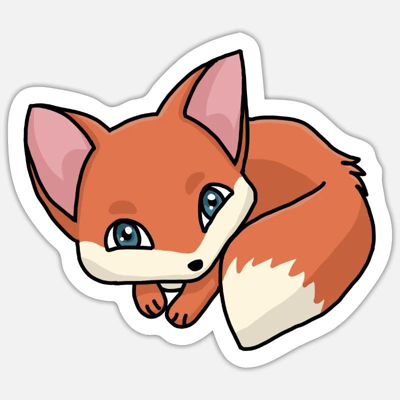 Fuchs, Fuchswelpe, Rotfuchs, Comic, süß - Sticker Größe S (10 x 10 cm) - Mattweiß