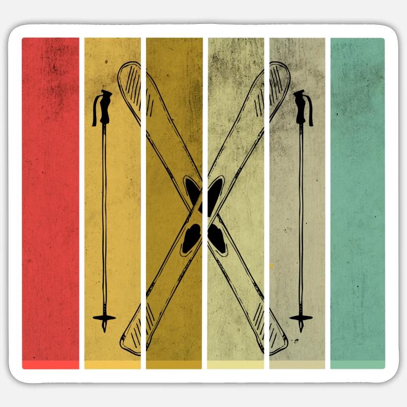 ski - Sticker taille S (10 x 10 cm) - blanc mat