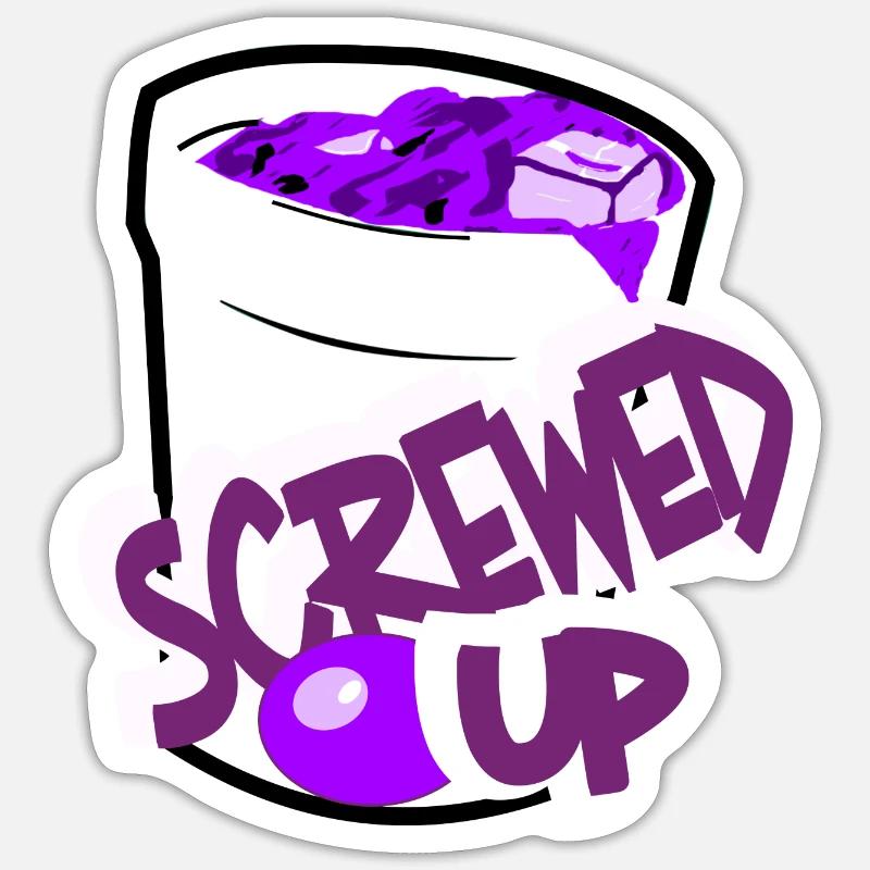 Sirop contre la toux Codeine Lean Double Cup Screwed Up Sticker taille S (10 x 10 cm)