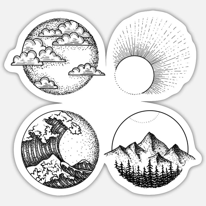 Elemente Zeichnung Desing Print Elements Sticker Größe S (10 x 10 cm)