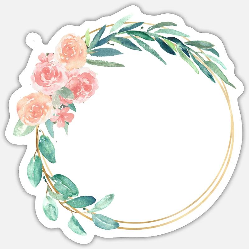 spring_wreath - Sticker Größe S (10 x 10 cm) - Mattweiß