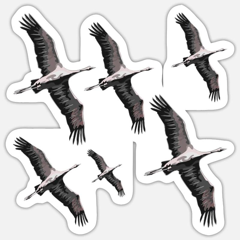 Vogelzug Kraniche - Sticker Größe S (10 x 10 cm) - Mattweiß