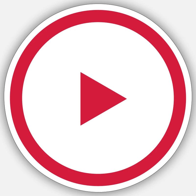 PLAY BUTTON - Sticker Größe S (10 x 10 cm) - Mattweiß