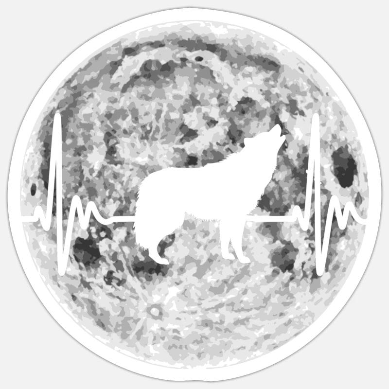 Wolf heartbeat wolves pulse gift - Sticker size S (10 x 10 cm) - white matte