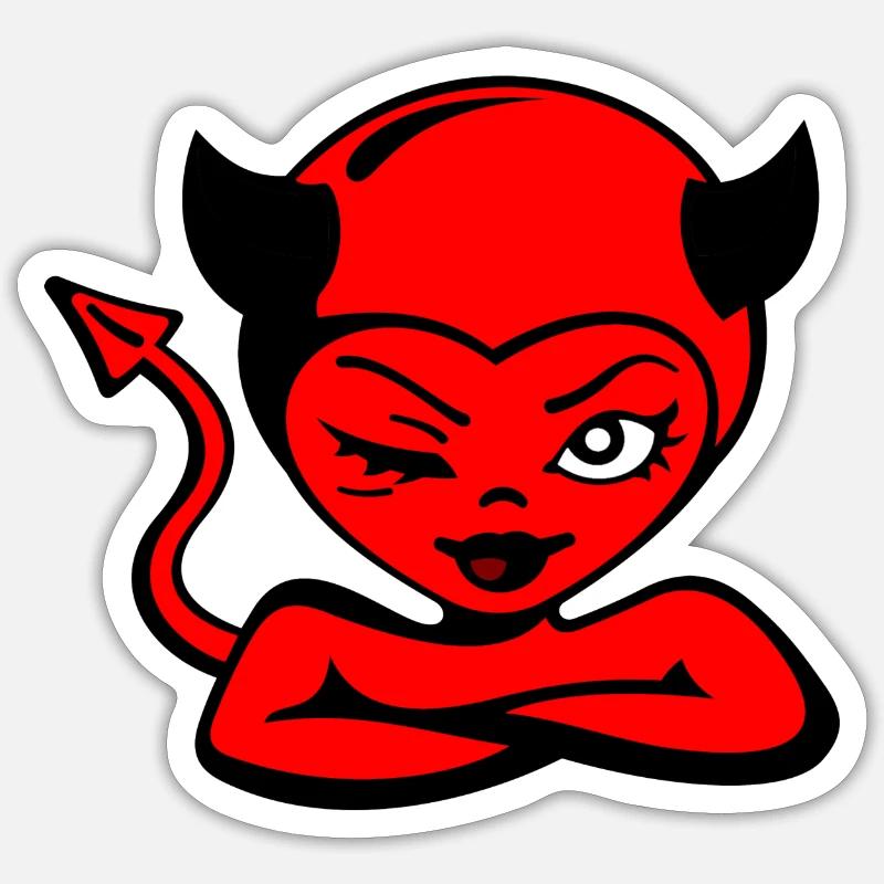 devil women - Sticker taille S (10 x 10 cm) - blanc mat