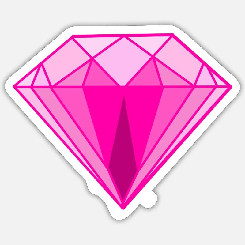 Diamant rose - Sticker taille S (10 x 10 cm) - blanc mat