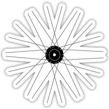 Starcycle - wheel hub star spoke biking shirt - Sticker size S (10 x 10 cm) - white matte - Front