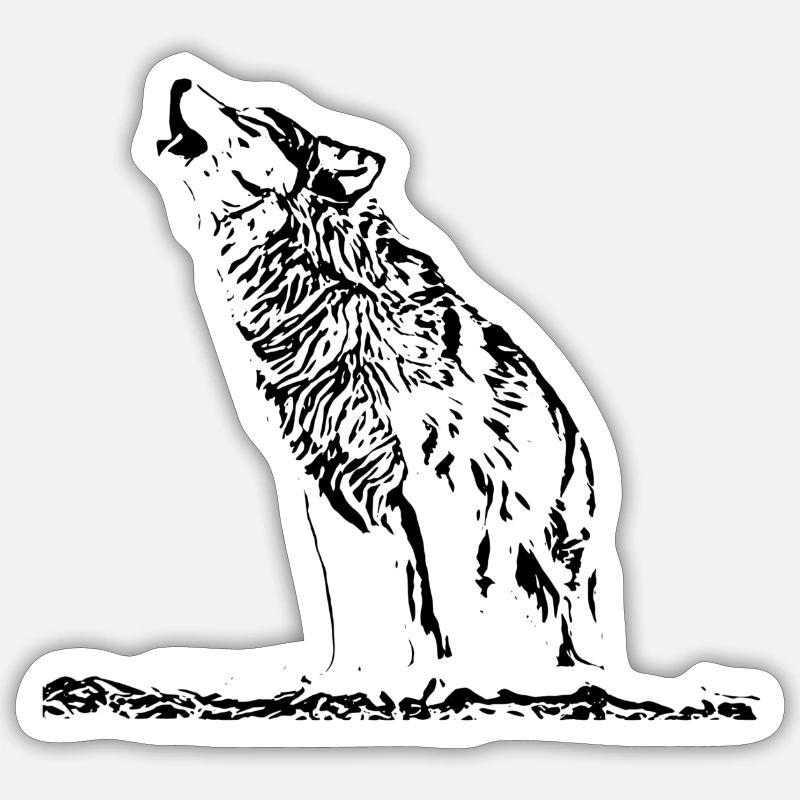 Wolf - Sticker Größe S (10 x 10 cm) - Mattweiß
