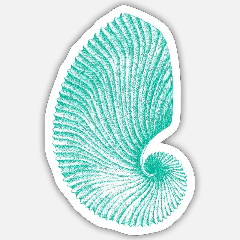Teal Abstract Snail Pattern - Sticker size S (10 x 10 cm) - white matte