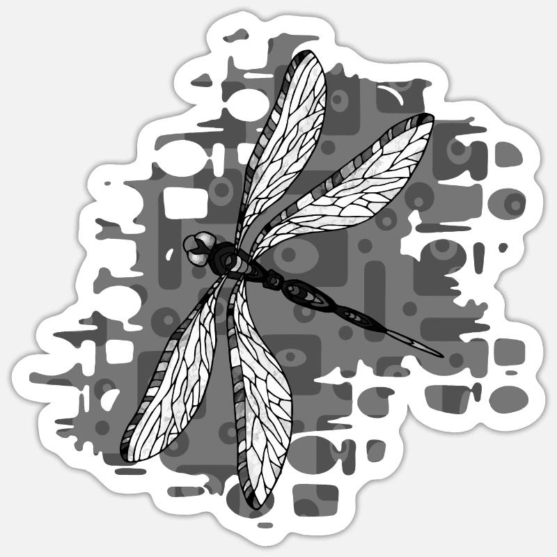 Libellule - Sticker taille S (10 x 10 cm) - blanc mat