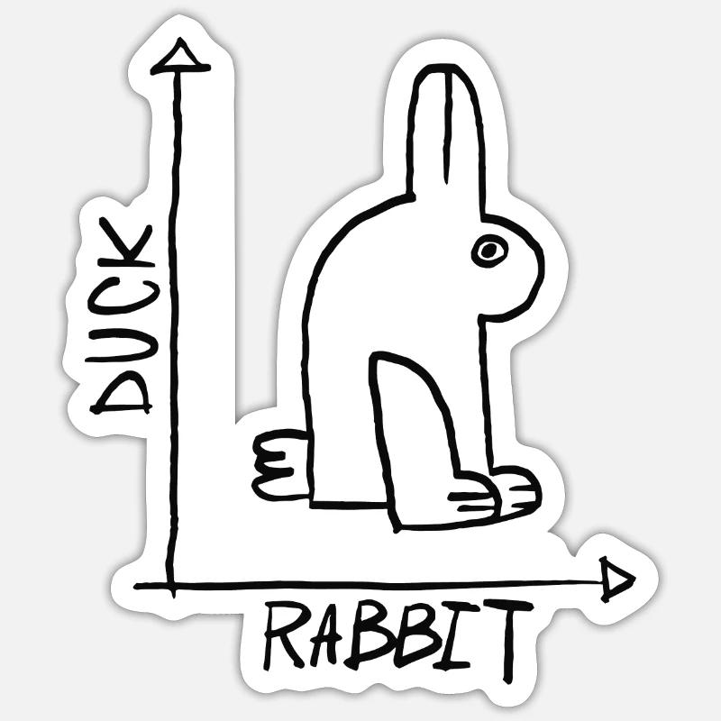 Ente oder Hase - Sticker Größe S (10 x 10 cm) - Mattweiß