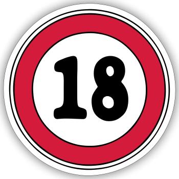 18th birthday sign - Sticker size S (10 x 10 cm) - white matte - Front