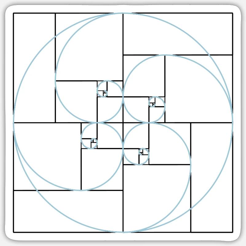 Fibonacci spirale d’or coupe de géométrie cercle Sticker taille S (10 x 10 cm)