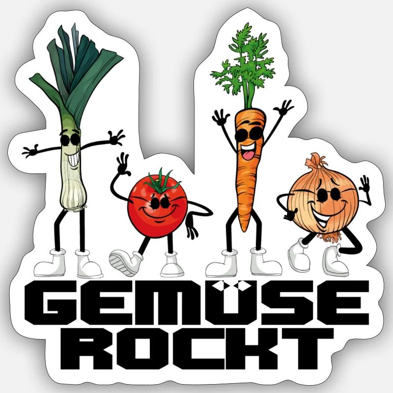 gemuse rockt - Sticker Größe S (10 x 10 cm) - Mattweiß