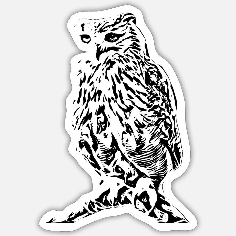Eule - Sticker Größe S (10 x 10 cm) - Mattweiß
