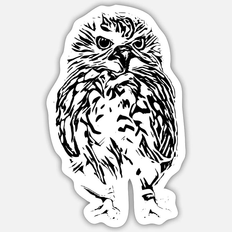 Eule - Sticker Größe S (10 x 10 cm) - Mattweiß