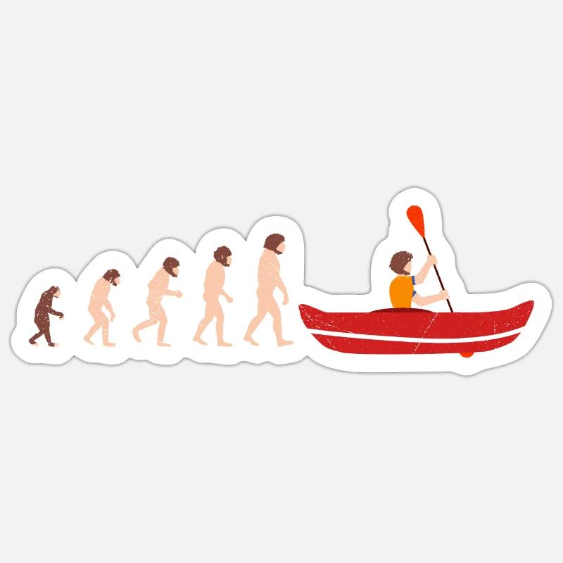 Evolution Canoeing Canoe Idée cadeau drôle - Sticker taille S (10 x 10 cm) - blanc mat