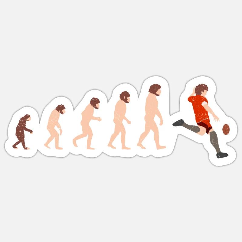 Evolution Rugby Drôle d’idée cadeau - Sticker taille S (10 x 10 cm) - blanc mat