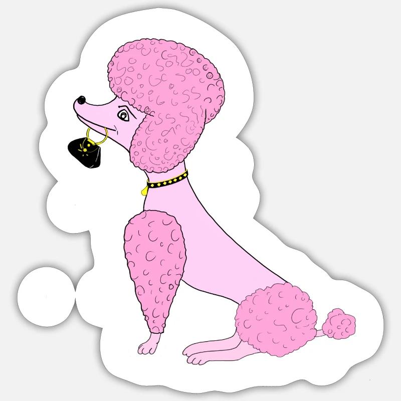 caniche - Sticker taille S (10 x 10 cm) - blanc mat