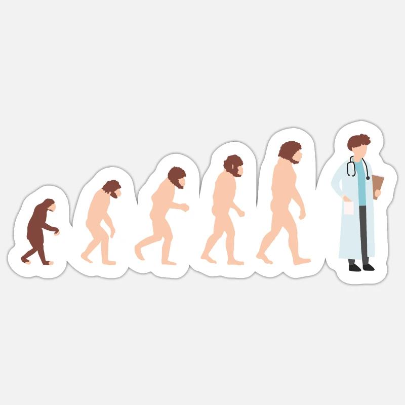 Evolution Arzt Doktor Lustige Geschenkidee Sticker Größe S (10 x 10 cm)