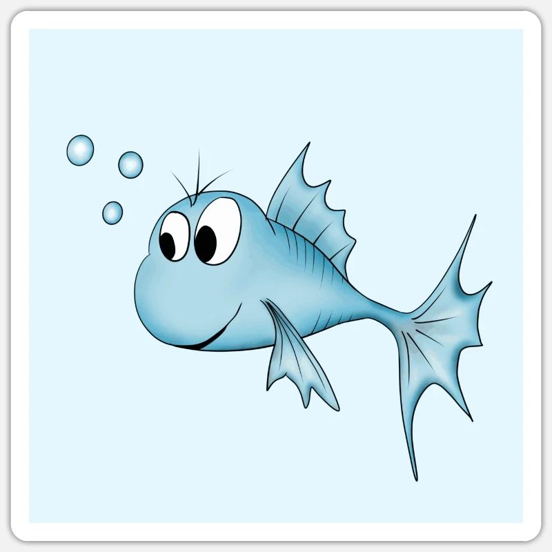 Poisson mignon - Sticker taille S (10 x 10 cm) - blanc mat