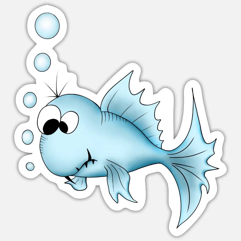 poisson - Sticker taille S (10 x 10 cm) - blanc mat