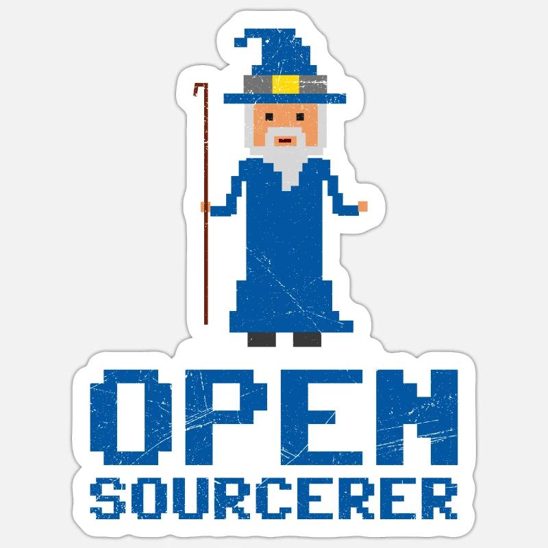Entwickler Open Sourcerer Lustige Geschenkidee - Sticker Größe S (10 x 10 cm) - Mattweiß