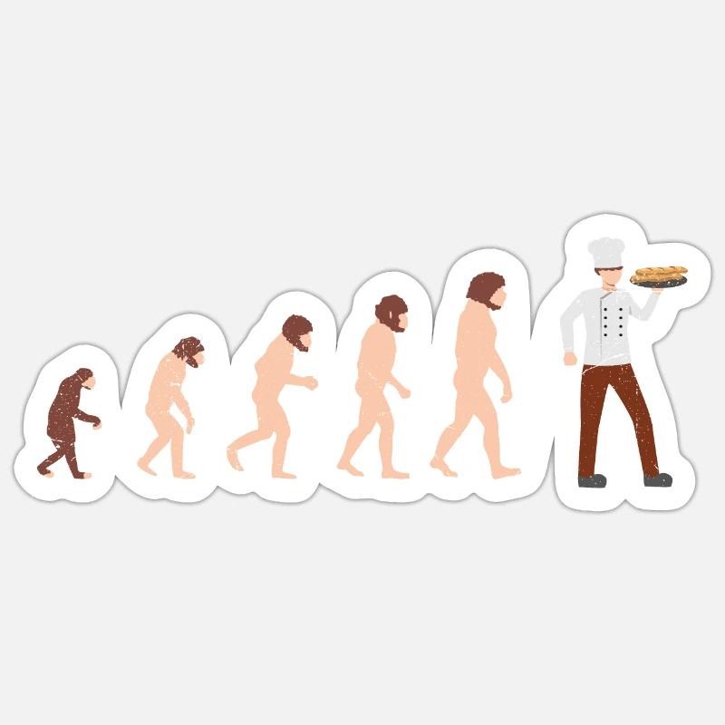 Evolution Chef Cook Idée cadeau drôle Sticker taille S (10 x 10 cm)