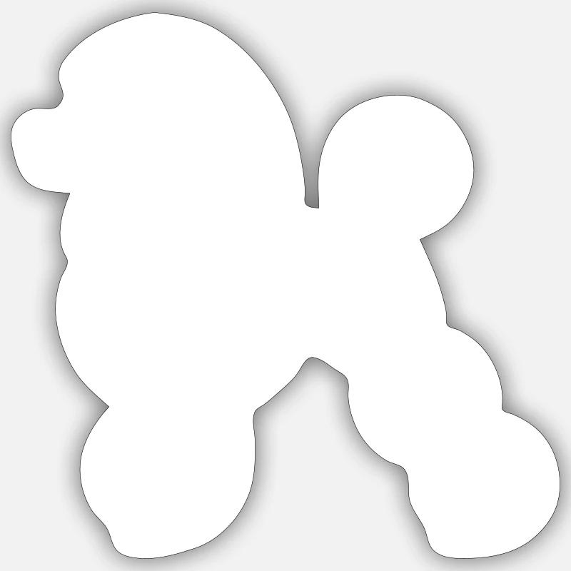 Pudel - Sticker Größe S (10 x 10 cm) - Mattweiß
