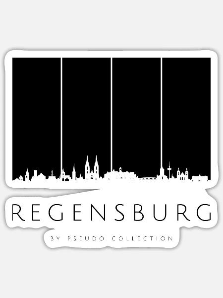 Regensburg Skyline - Sticker Größe S (10 x 10 cm) - Mattweiß