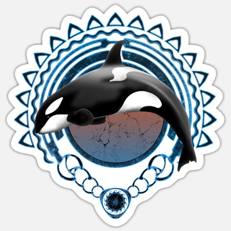Orca Killerwal - Sticker Größe S (10 x 10 cm) - Mattweiß