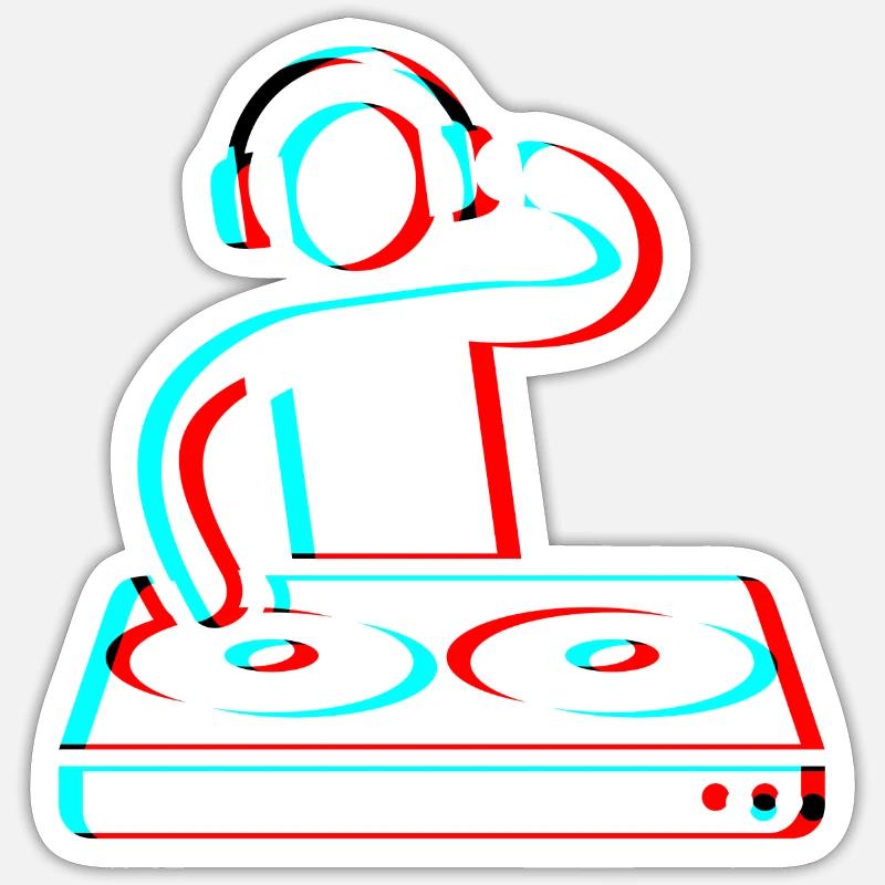 Techno Dj 3d Electro Red Blue tik tok edm white Sticker size S (10 x 10 cm)