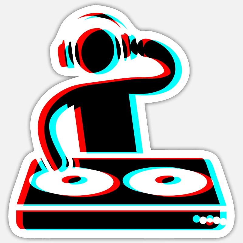 Techno Dj 3d Electro Red Blue tik tok edm - Sticker Größe S (10 x 10 cm) - Mattweiß