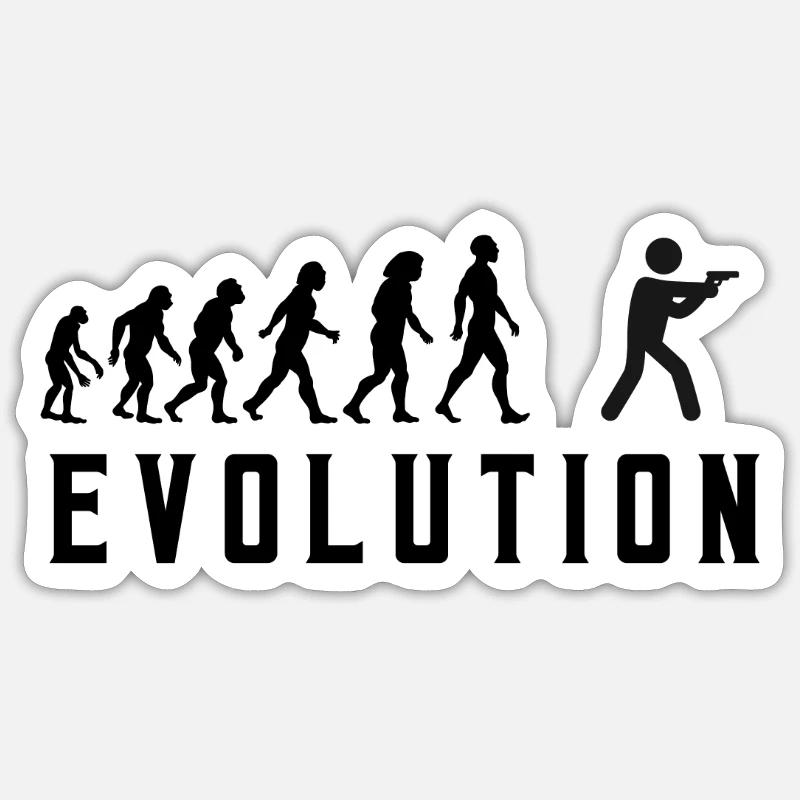 Evolution du tireur d'élite - Sticker taille S (10 x 10 cm) - blanc mat