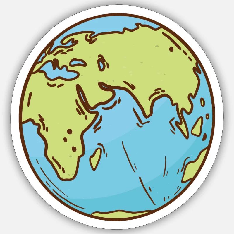Carte du monde globe terrestre globe terrestre symbole continents - Sticker taille S (10 x 10 cm) - blanc mat