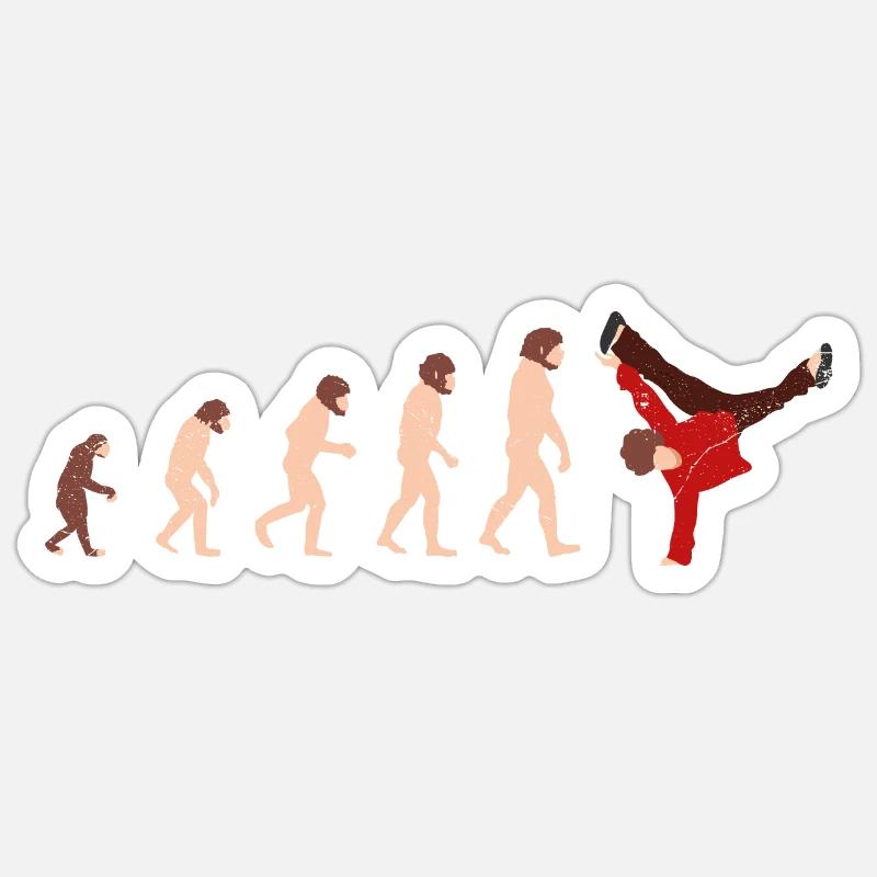 Evolution Breakdance Lustige Geschenkidee Sticker Größe S (10 x 10 cm)