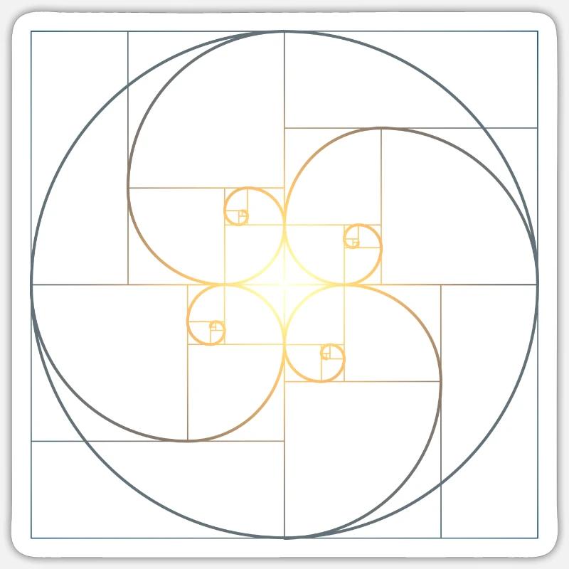 Fibonacci spirals golden section geometry Phi Sticker size S (10 x 10 cm)