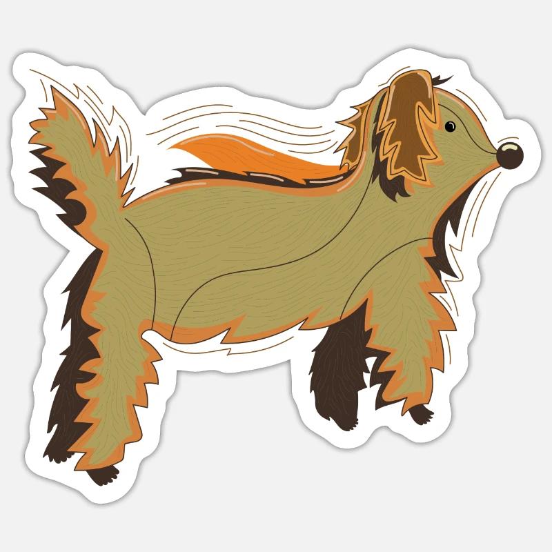 Chien moelleux créature semblable à un ours - Sticker taille S (10 x 10 cm) - blanc mat