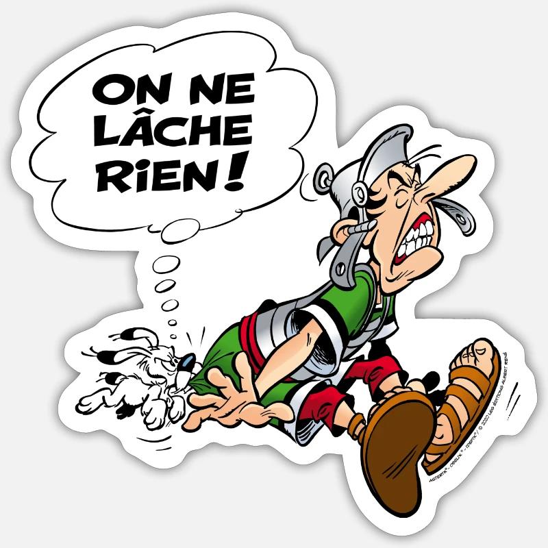 Astérix & Obélix On ne lâche rien ! - Sticker taille S (10 x 10 cm) - blanc mat