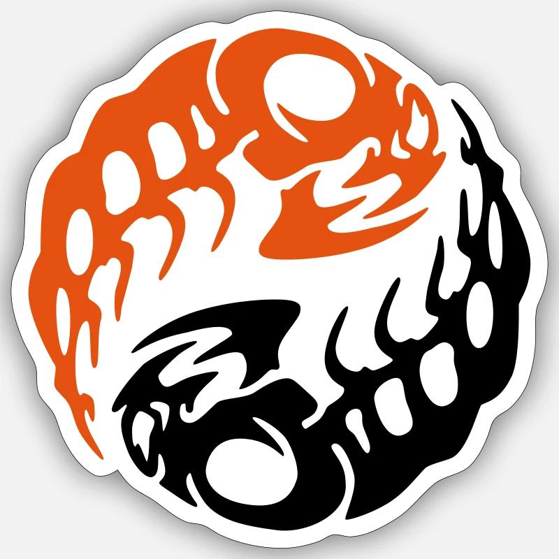 squelette de poisson yin yang2 - Sticker taille S (10 x 10 cm) - blanc mat