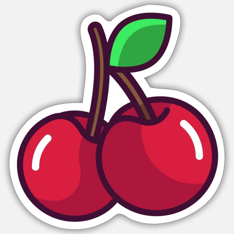 Kirsche - Sticker Größe S (10 x 10 cm) - Mattweiß