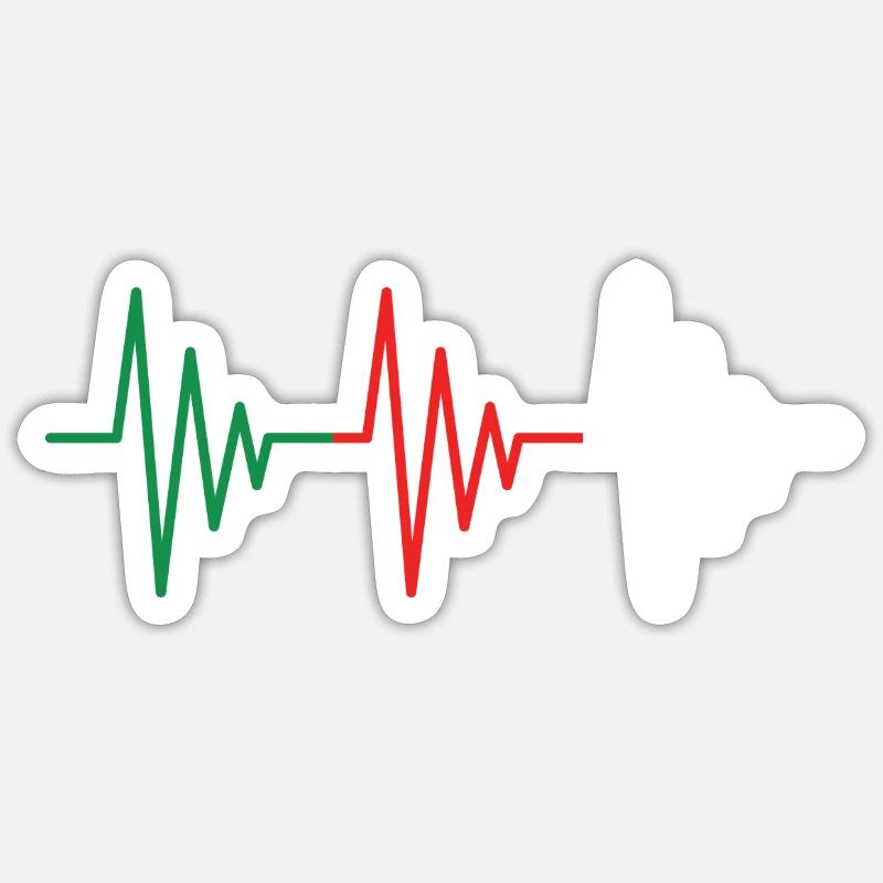 Algérie Battement de coeur ECG drapeau drapeau - Sticker taille S (10 x 10 cm) - blanc mat