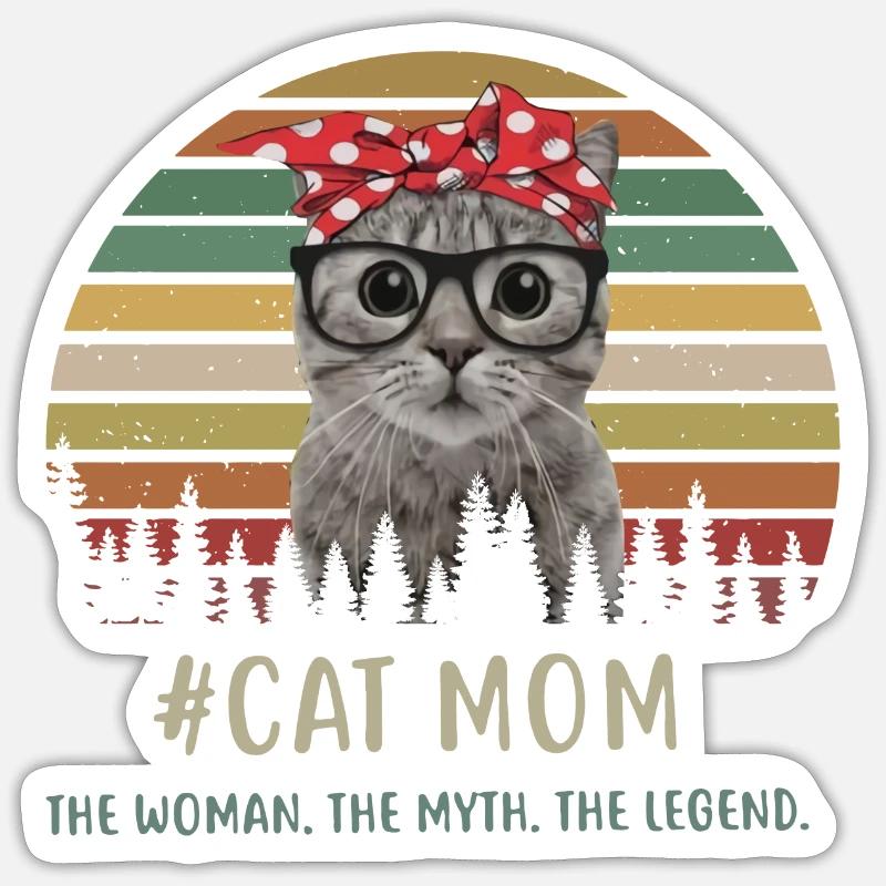 cat mom - Sticker size S (10 x 10 cm) - white matte