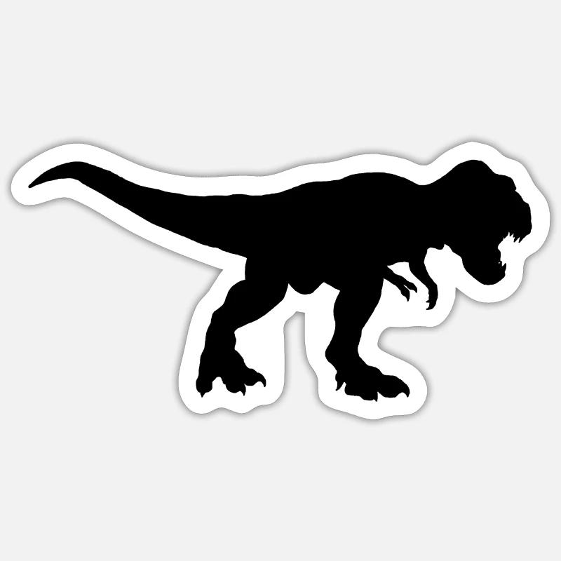 T Rex SILHOUETTE noir - Sticker taille S (10 x 10 cm) - blanc mat