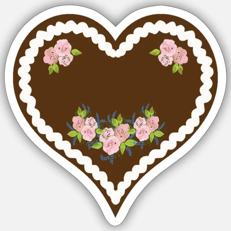 Gingerbread heart blank / CUSTOMIZABLE - Sticker size S (10 x 10 cm) - white matte