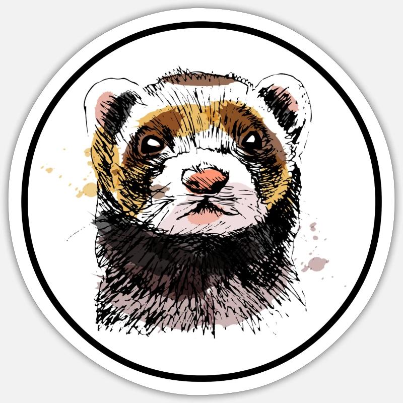 Frettchen - Sticker Größe S (10 x 10 cm) - Mattweiß